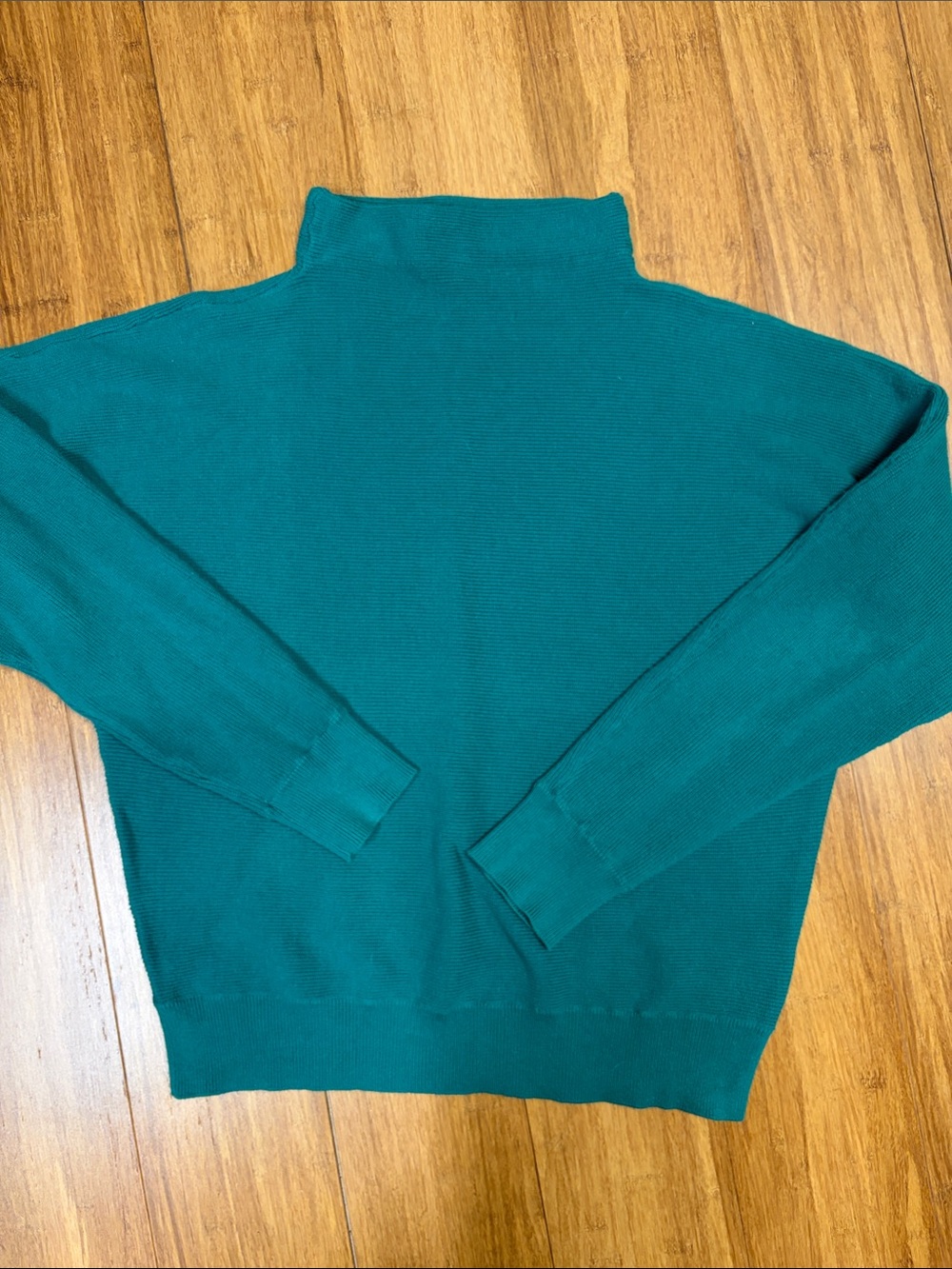 Ann Taylor Teal Mock Neck Knit Cotton Blend Sweater size Small